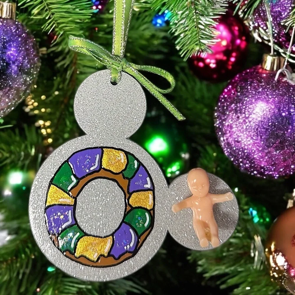 Sparkle & Kingcake: Custom Mouse Ears Ornament for Your Mardi Gras Adventure!